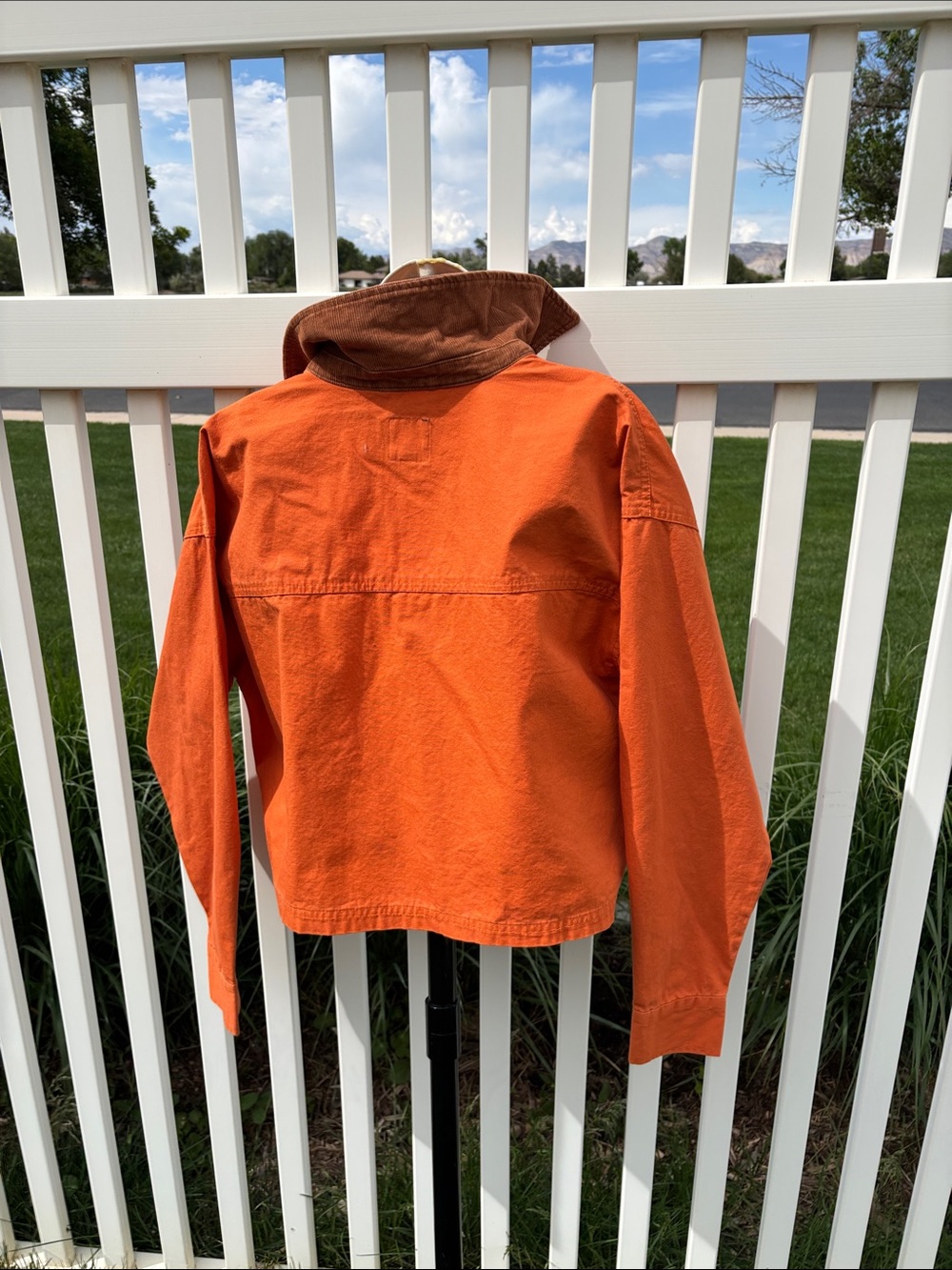 Orange Canvas Cropped Jacket NWT, Size S, Corduroy Collar - Picture 4 of 4